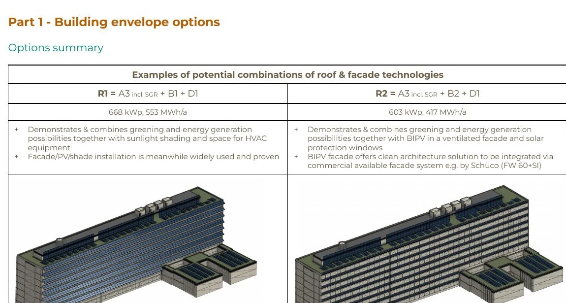 Vergleich der Gebäudehüllenvarianten R1 und R2 für CTU Building B Prag